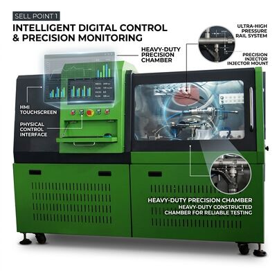 CRB-D1500 banco di prova della pompa Common Rail con raffreddamento da ventilatore a carico pesante 50.000 ore di funzionamento e controllo PLC semplificato
